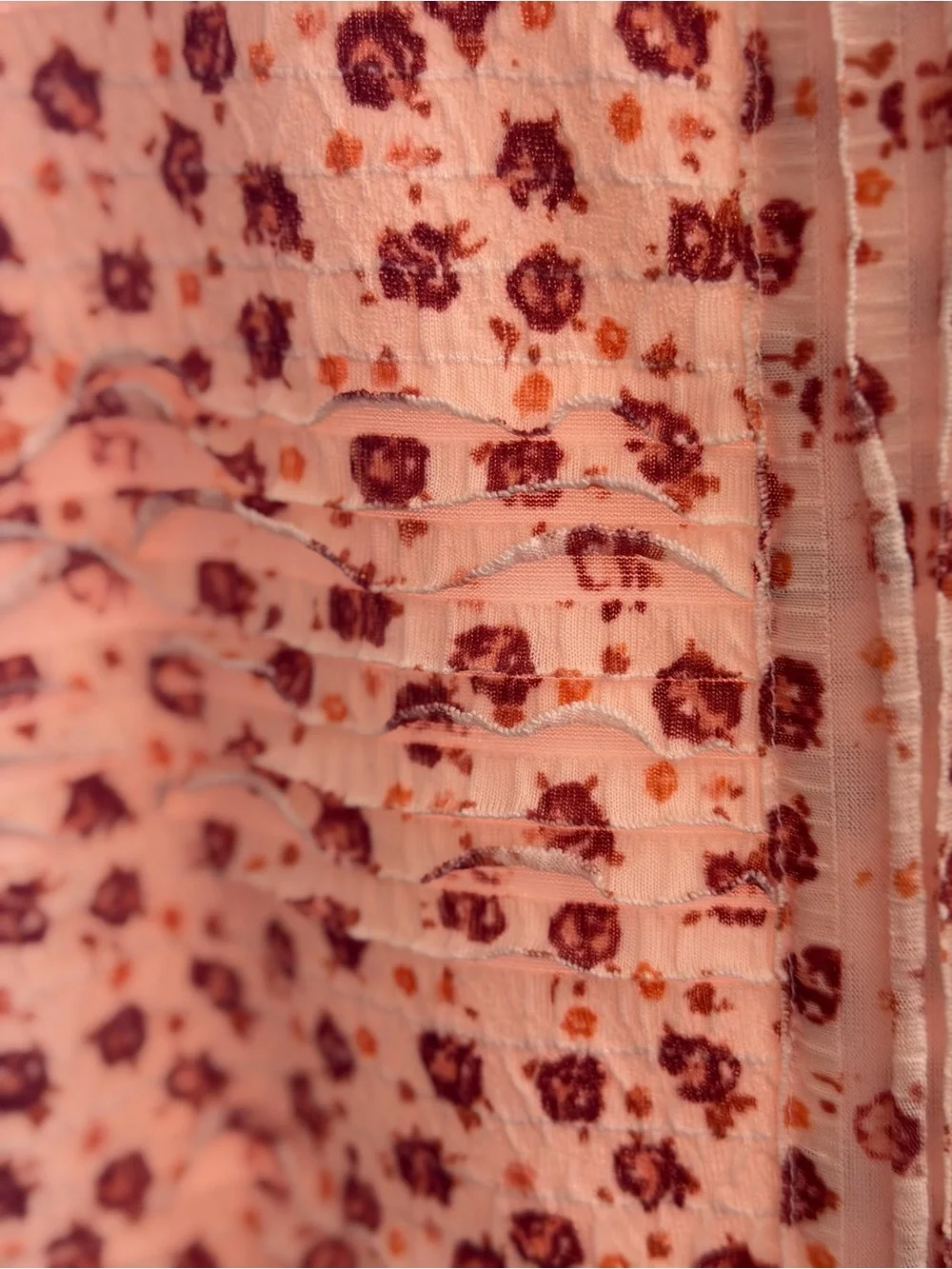 Free People Blush Pink Floral Mini Dress with Sheer Yoke